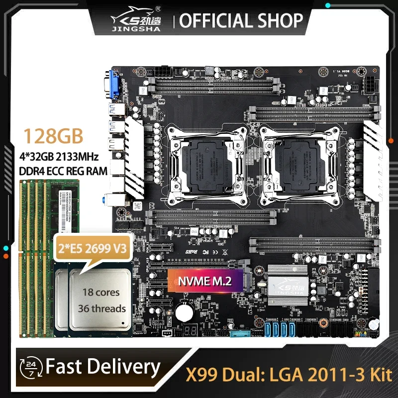 E5 2699 V4 - Conjunto de placa-mãe dupla X99 com