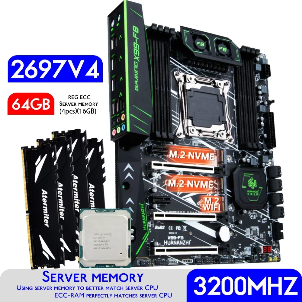 64Gb Ddr4 Ecc Reg 3200Mhz - HUANANZHI X99 F8 X99 Placa-mãe com